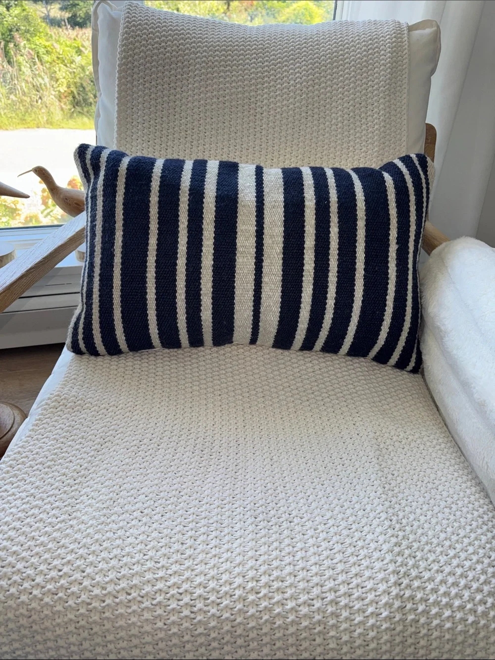 Set of 2 Pottery Barn Classic Striped Handwoven Indoor/Outdoor Lumbar Pillows